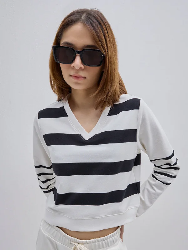 Studiofit Black Striped Cotton Blend T-Shirt Iron Safe Non-Iron Wrinkle Free
