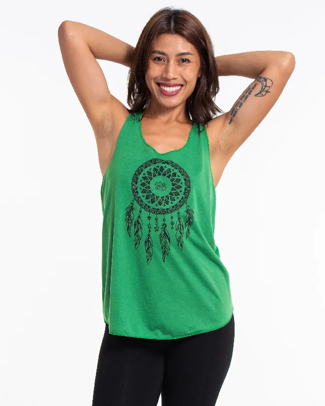 Womens Dreamcatcher Tank Top in Green modal blend tank