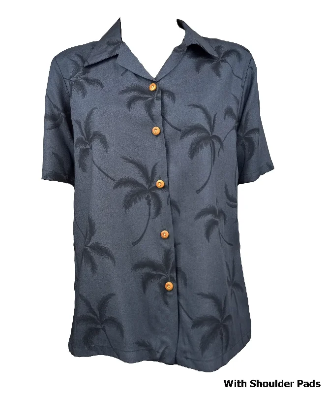 Trade Winds Palm Women's Hawaiian Camp Shirt Graphic T-Shirt Round Neck Polyester
