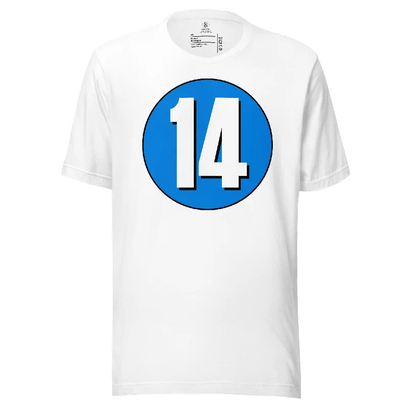 Unisex t-shirt: White on Blue 14 Casual Formal Business
