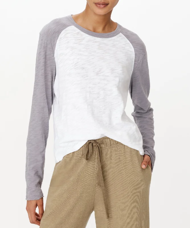 Slub Jersey Baseball Tee - White-Moon Seamless Knitted Crochet
