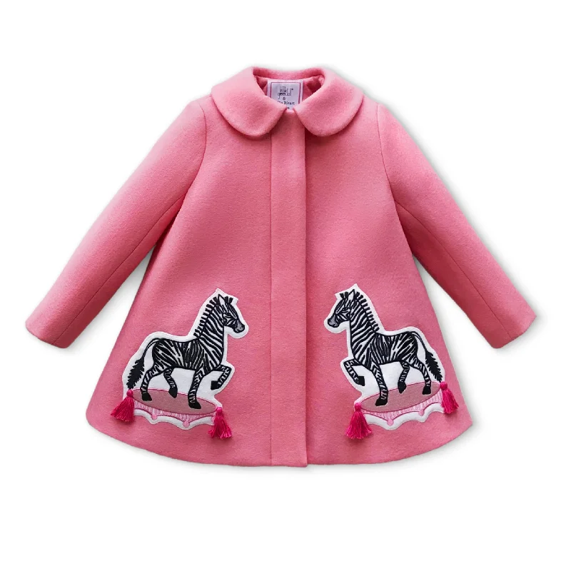 Girls Pink Zebra Coat - Willa Heart Collection Sleeveless Short Sleeve Long Sleeve