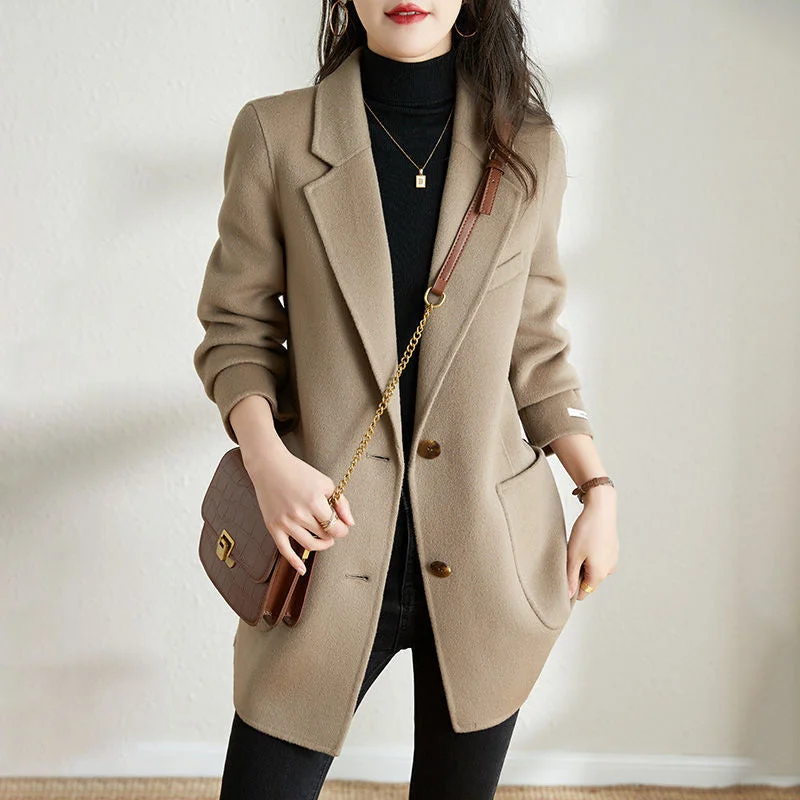 2023 New Wool Coat Women's Korean Fashion High-end Brand Double-sided Zero Cashmere Wool Coat Wholesale A-Line Ball Gown Mermaid 2023 New Wool Coat Women's Korean Fashion High-end Brand Double-sided Zero Cashmere Wool Coat Wholesale A-Line Ball Gown Mermaid