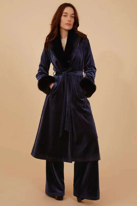Corrie Bratter Navy Coat Asymmetrical Diagonal princess