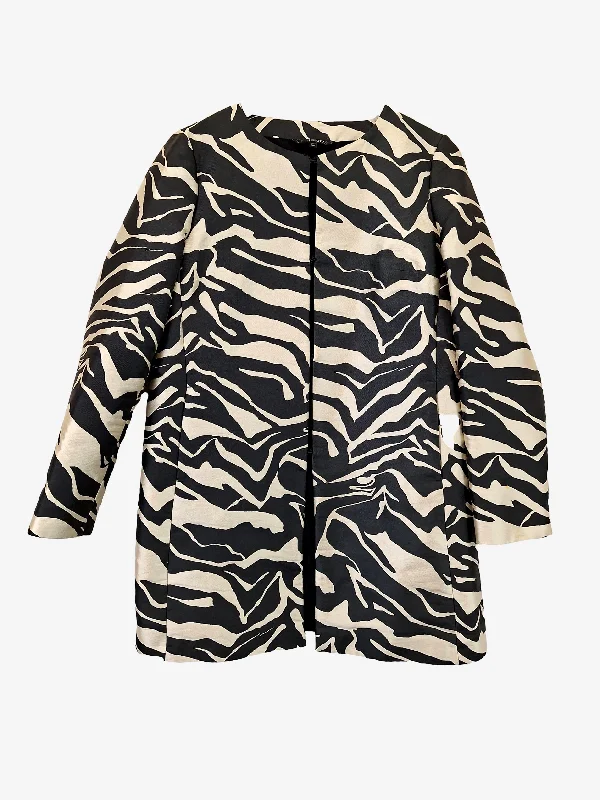 Liu Jo Stylish Metallic Zebra Longline Coat Size 18 Trapeze Tunic Caftan