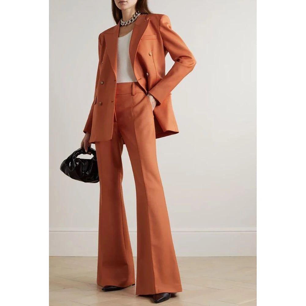 Chic Solid Color Double Breasted Women Pants Set New Female Two Pieces(Blazer+Trousers) Silk Women's Blazer Chic Solid Color Double Breasted Women Pants Set New Female Two Pieces(Blazer+Trousers) Silk Women's Blazer
