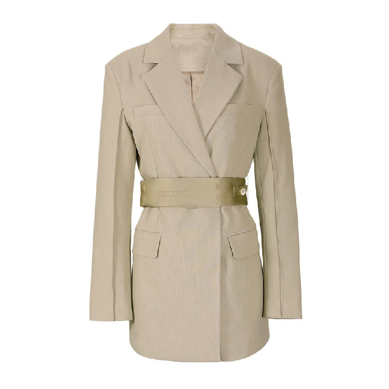 Quiet Luxury Lapel Collar Strong Shoulder Belted One Button Tailored Blazer Women's High-End Blazer Quiet Luxury Lapel Collar Strong Shoulder Belted One Button Tailored Blazer Women's High-End Blazer