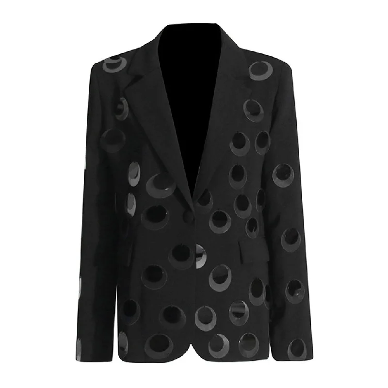 Sparkly Sequin Embellished Lapel Strong Shoulder One Button Party Blazer Women's High-End Blazer Sparkly Sequin Embellished Lapel Strong Shoulder One Button Party Blazer Women's High-End Blazer