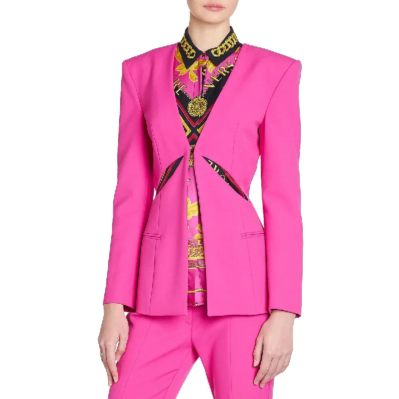 Versace Jeans Couture Womens Cut-Out Office One-Button Blazer Women's Luxurious Jacket Versace Jeans Couture Womens Cut-Out Office One-Button Blazer Women's Luxurious Jacket