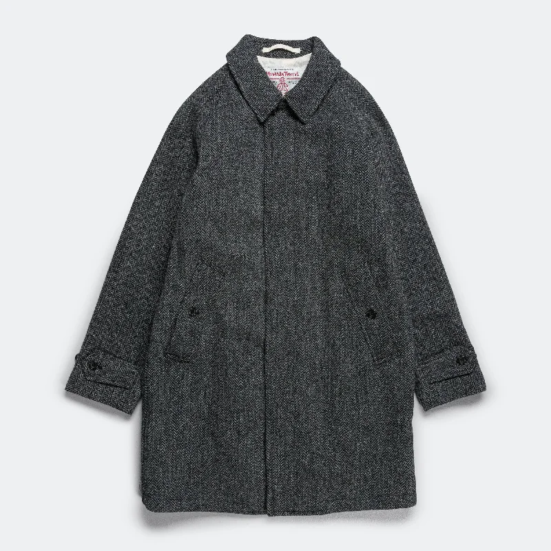 Bal Collar Coat Harris Tweed - Gray Herringbone Coat Overcoat Trench Coat