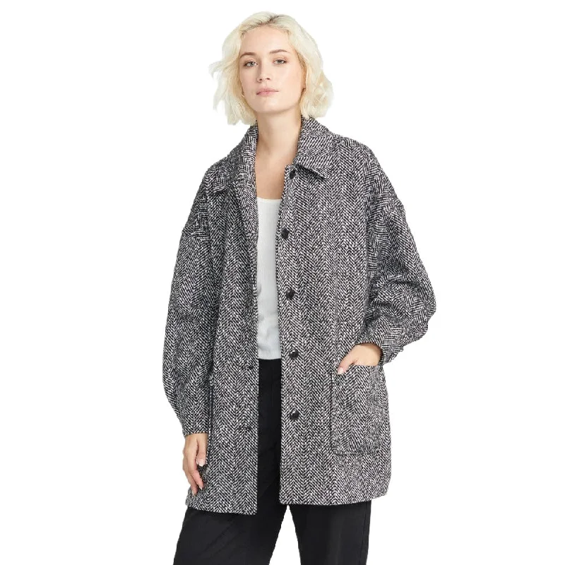 Beegy Coat - Womens Cape Coat Herringbone Coat Tweed Coat