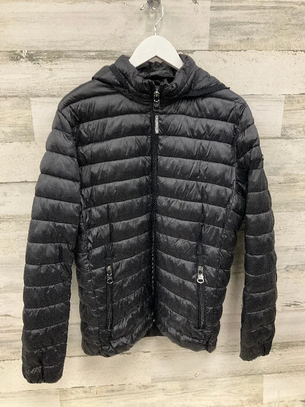 Coat Puffer & Quilted By Calvin Klein In Black, Size: M Pleated Ruffled tiered