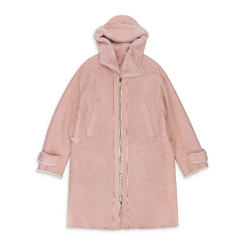DOUBLE-SIDED SHEEPSKIN PINK COAT A-Line Ball Gown Mermaid