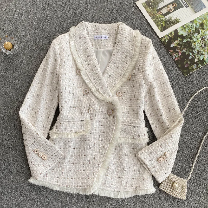 Early autumn retro small fragrant wind tweed coat 1554 Welt Pockets Slit Pockets Flap Pockets Early autumn retro small fragrant wind tweed coat 1554 Welt Pockets Slit Pockets Flap Pockets