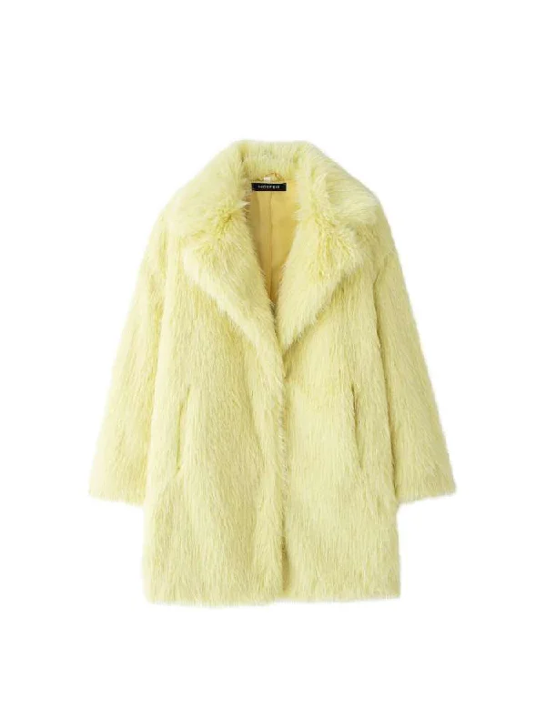 Fluff Pure Color Long Sleeve Winter Coats Chenille Brocade Lace