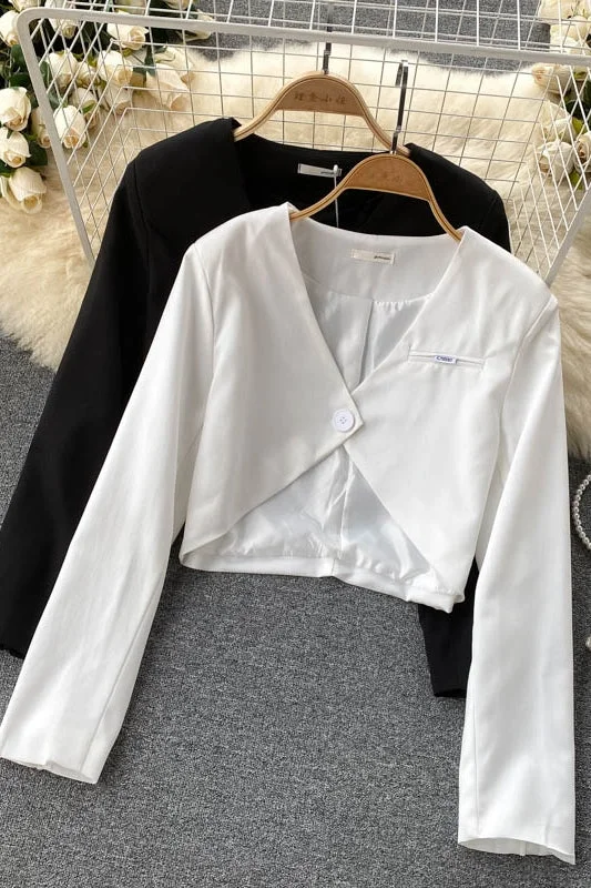 Hong Kong style suit coat women's one button small suit 1542 Hooded Jacket Zipper Jacket Button Jacket Hong Kong style suit coat women's one button small suit 1542 Hooded Jacket Zipper Jacket Button Jacket