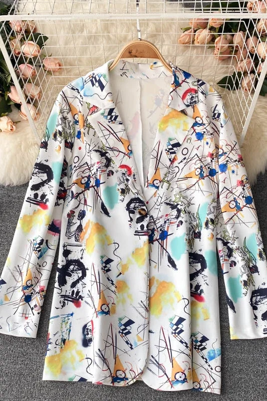 Printed casual suit coat  1516 Trim Padded Insulated