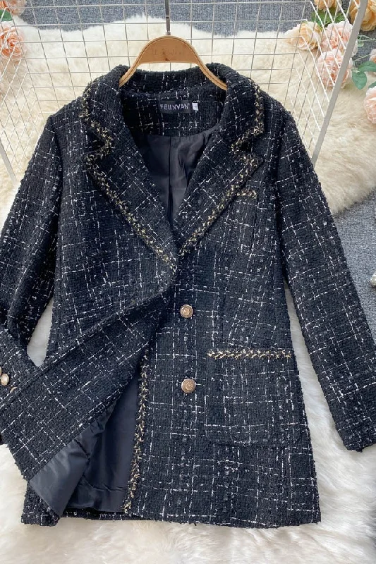 Small fragrance coat autumn and winter leisure suit  1531 Crew Neck V-Neck Boat Neck
