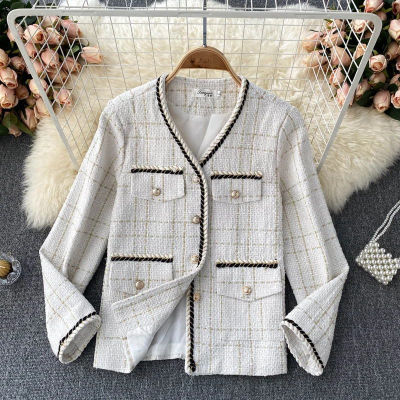 Small fragrance short coat female  1509 Boat Shawl Notched
