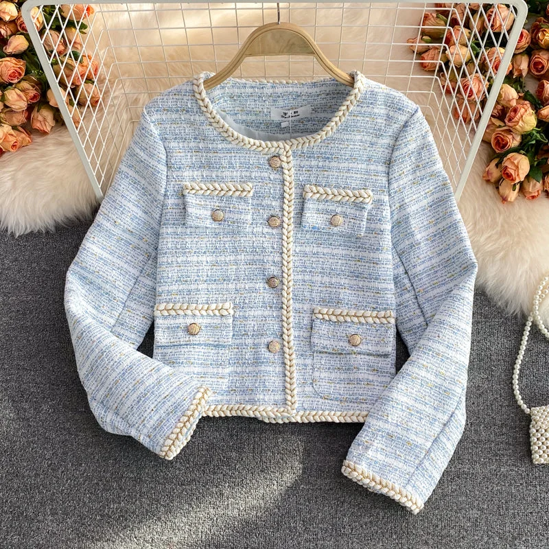 Temperament small fragrance bright silk woven single breasted long sleeved coat 1634 Parka Anorak Hoodie Temperament small fragrance bright silk woven single breasted long sleeved coat 1634 Parka Anorak Hoodie