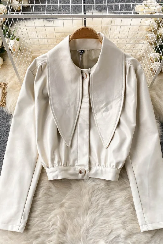 Women's Scarf Collar long sleeve single car leather coat 1510 Tailored Straight A-Line Women's Scarf Collar long sleeve single car leather coat 1510 Tailored Straight A-Line