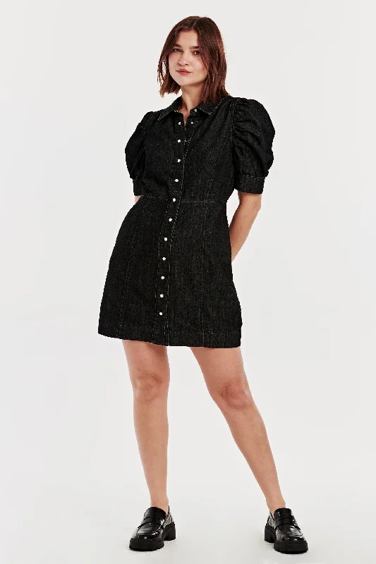 ADELINE BUTTON DOWN DRESS DARK ROADS