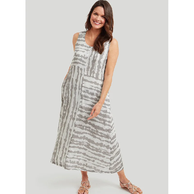 Beige & White Ombre Stripe Dress