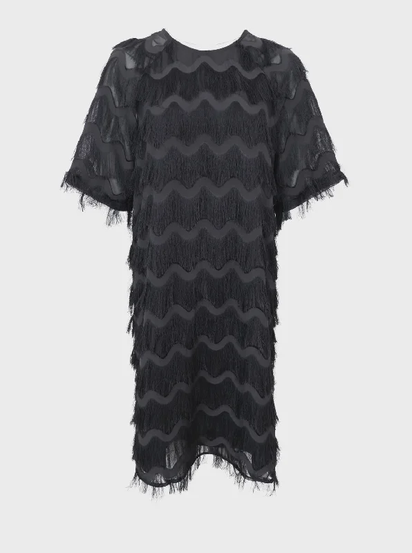 Black Colour Gatsby Dress - Black