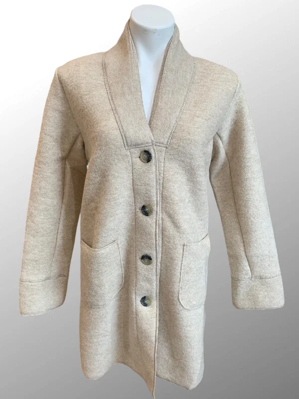 Boiled Wool Coat Buttoned Square Neck One-Shoulder Off-the-Shoulder