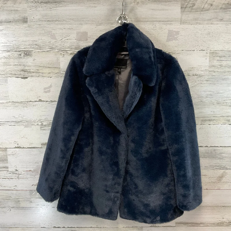 Coat Faux Fur & Sherpa By Banana Republic In Navy, Size: S Kimono Robe Cloak