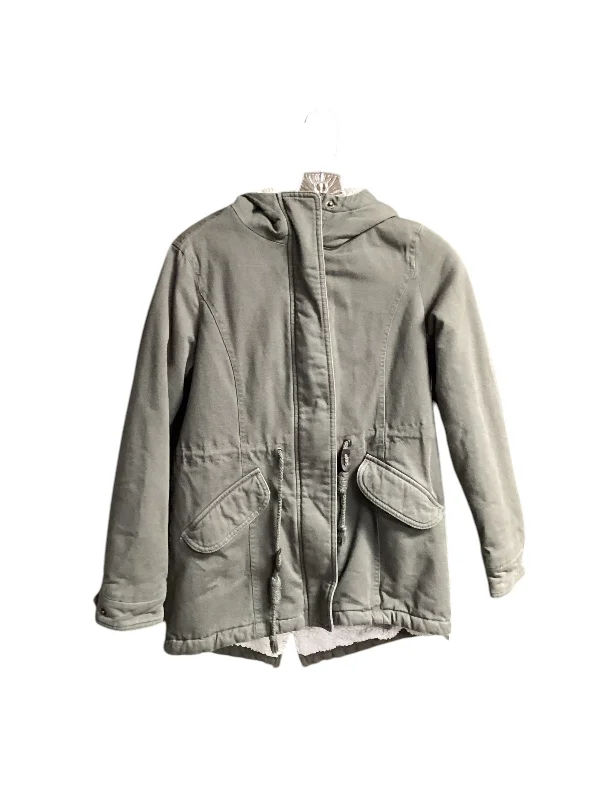 Coat Faux Fur & Sherpa By Sebby In Green, Size: S Trim Padded Insulated