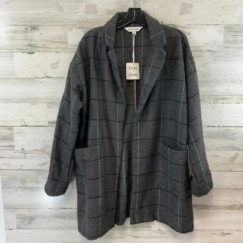 Coat Other By Davi & Dani In Grey, Size: M Bomber Denim Leather