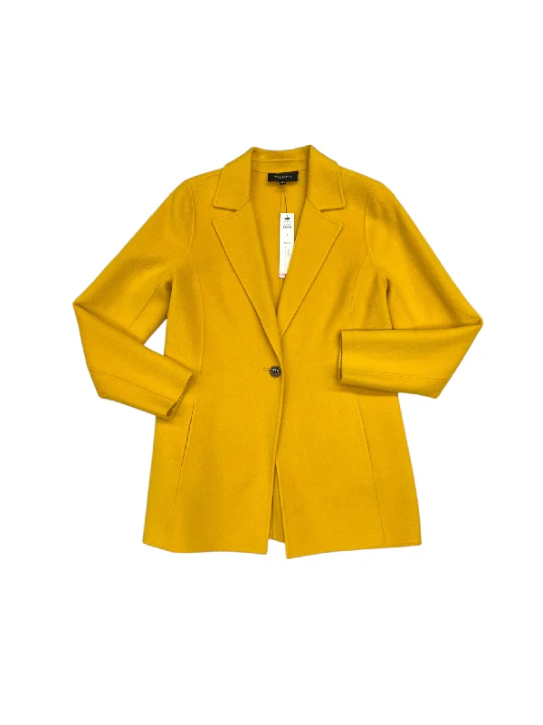 Coat Wool By Talbots In Yellow, Size: 4 Buttoned Zippered Snapped