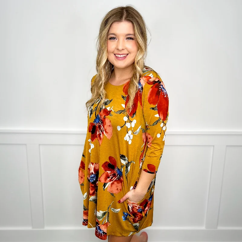 Dear Scarlett Feel the Melody Bulgari 3/4 Sleeve Marigold Yellow Dress