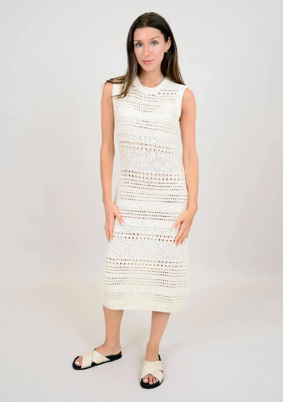 Dixie Crew Neck Dress - White Beach