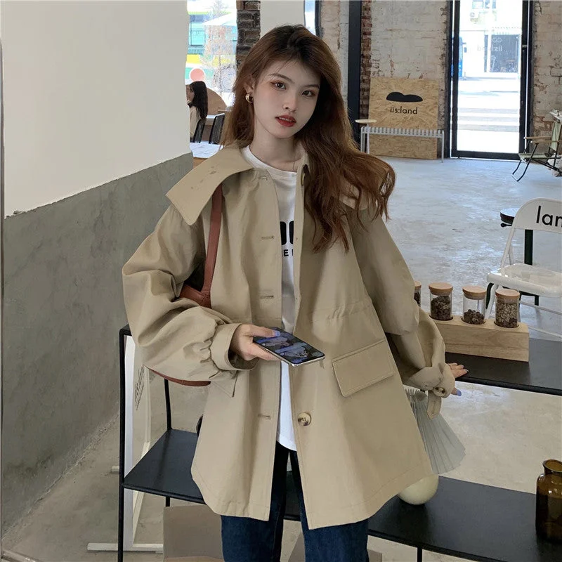 Fashionable lapel waist long sleeve trench coat  278 Coat Overcoat Trench Coat