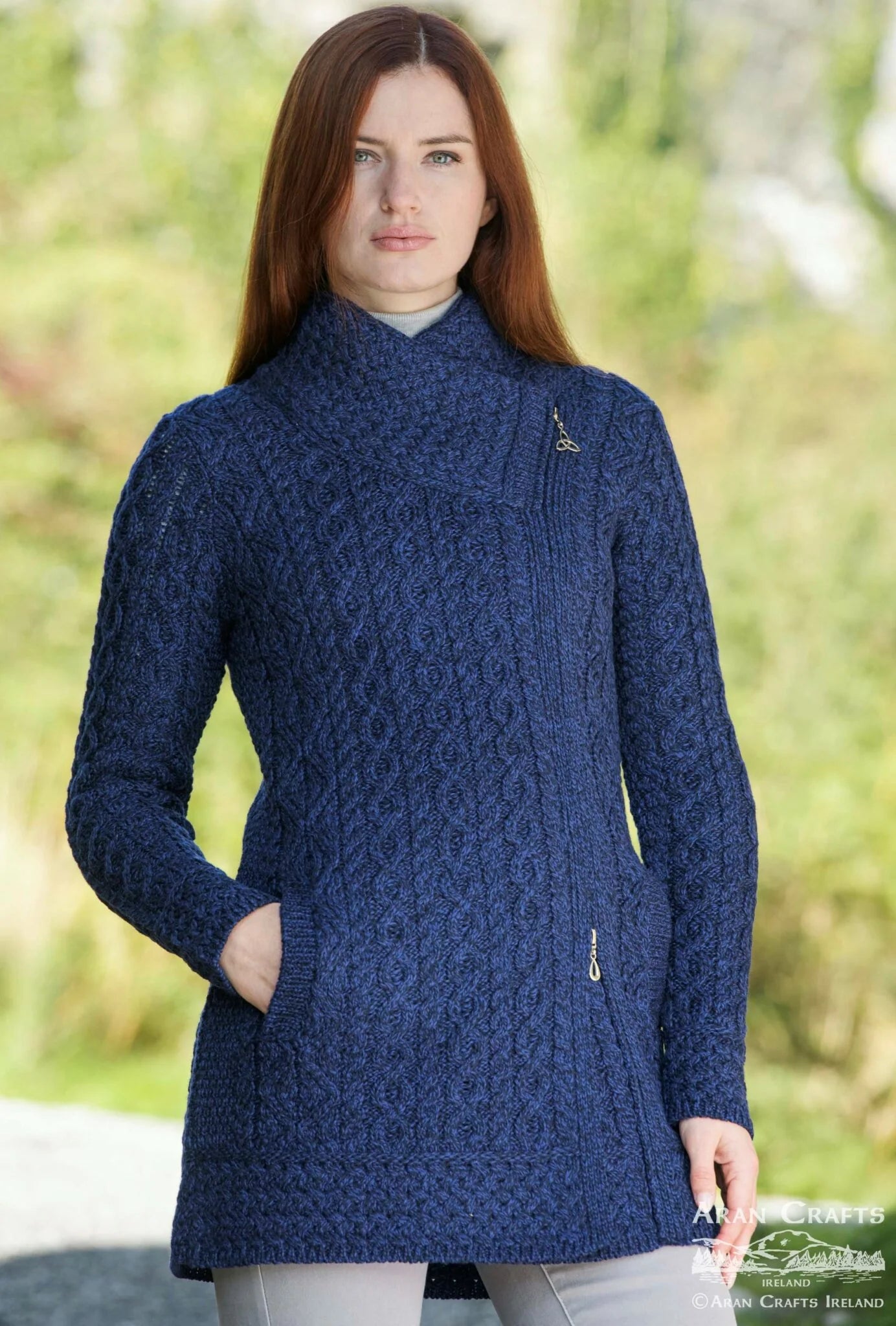 Aran- Athenry Coat - Midnight Toggle Coat Shawl Collar Coat Notch Collar Coat