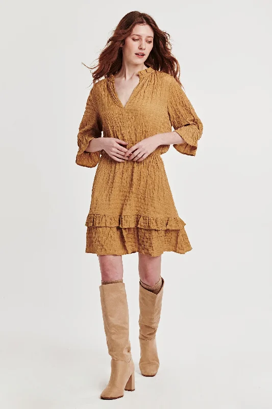 JULIET RUFFLE DRESS HONEY