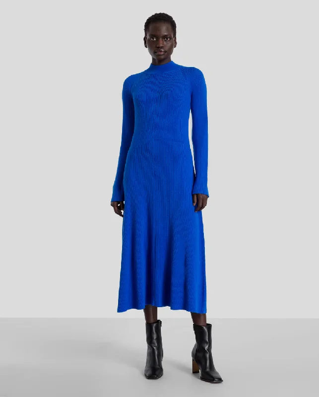 Karola rib knit dress in cobalt blue