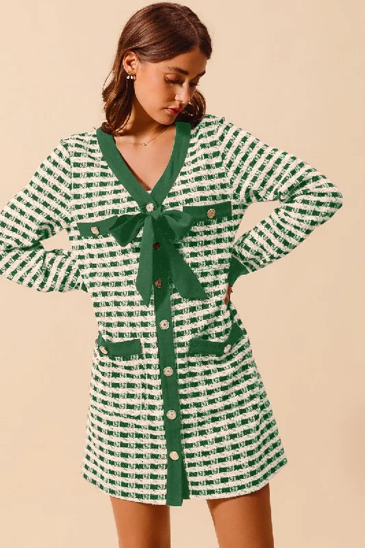 Lottie Plaid Button Dress Green/Oatmeal