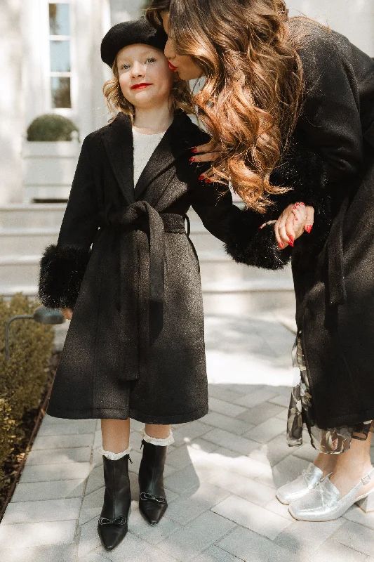 Mini Pookie Coat in Black Jersey Tulle Batik