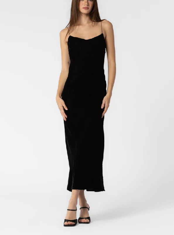 Nate Velvet Cami Dress in Black