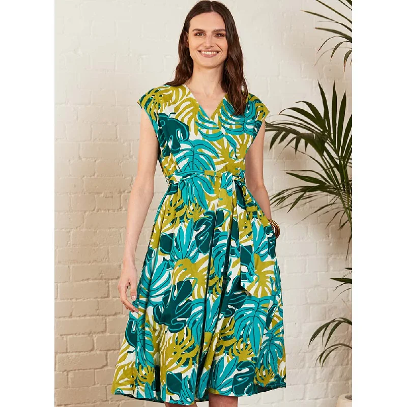 Poplin Leaf Dress in Marine