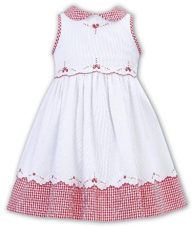 Red Gingham Dress with Emboidery