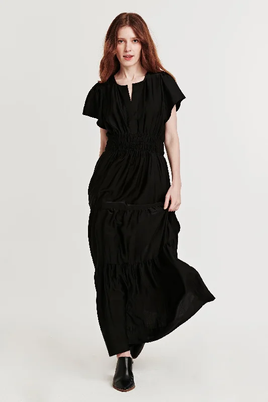 REESE FRONT PLACKET DRESS BLACK