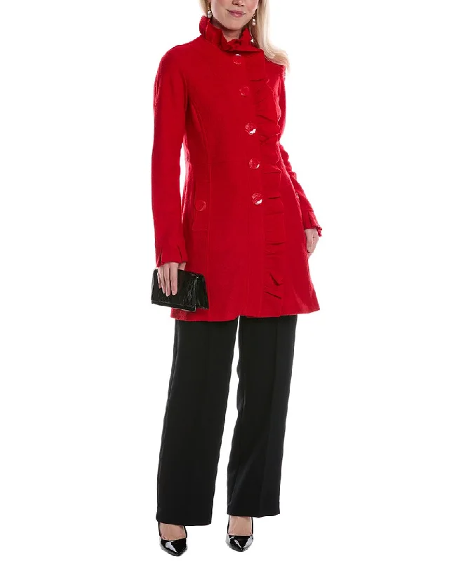 Renuar Wool-Blend Coat Boat Shawl Notched