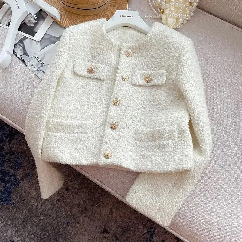 Siemon Statement Woolen Tweed Coat Chenille Brocade Lace