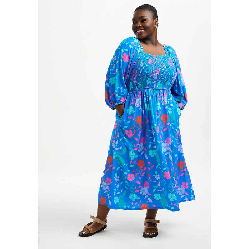 Vibrant Blue Rainbow Vine Dress