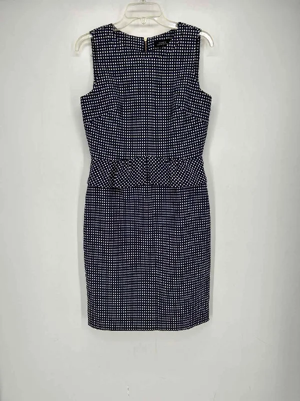 Tahari Arthur S. Levine Size 6 Navy Polkadot Dress