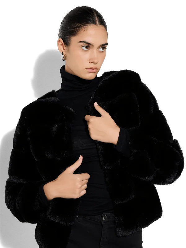 Teddi Black Fur Coat Trapeze Tunic Caftan